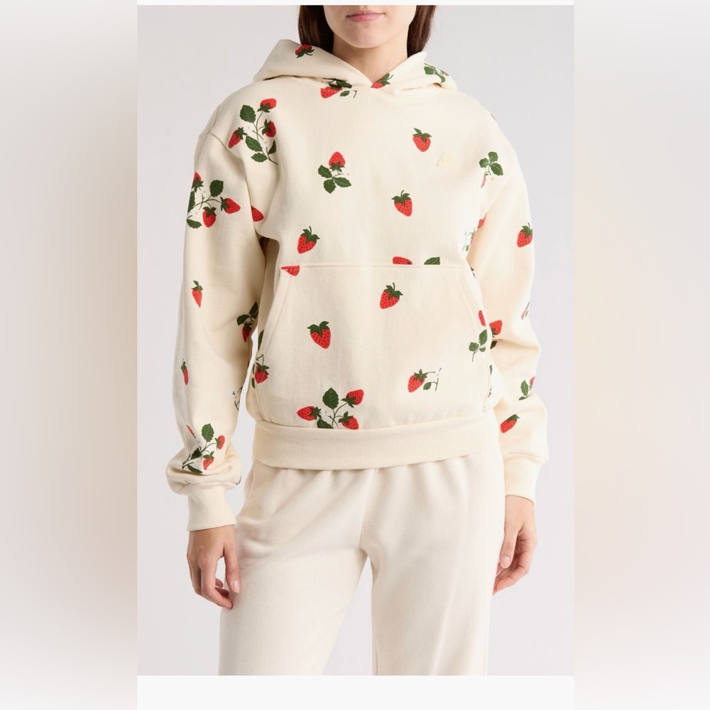 Strawberry Print Cotton Hoodie